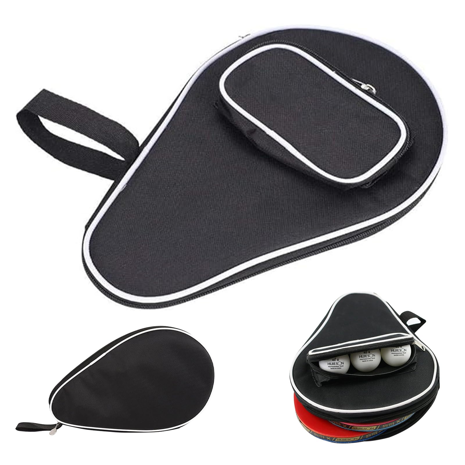 Butyeak Housse Raquette Ping Pong, Housse Table de Ping Pong, Étui pour Raquette Tennis Table, Imperméable Sac de Tennis de Table pour 2 Raquette et 3 Balles