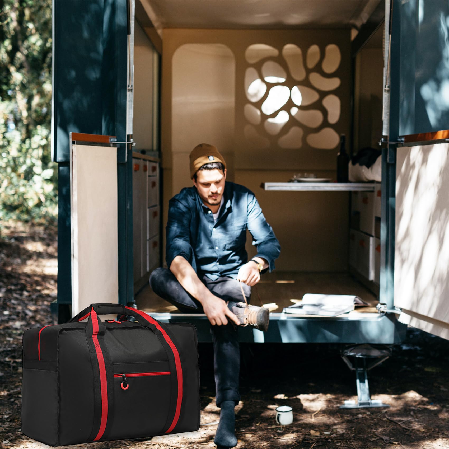 Borsone da viaggio leggero da viaggio, pieghevole, impermeabile, per campeggio notturno, uomo e donna