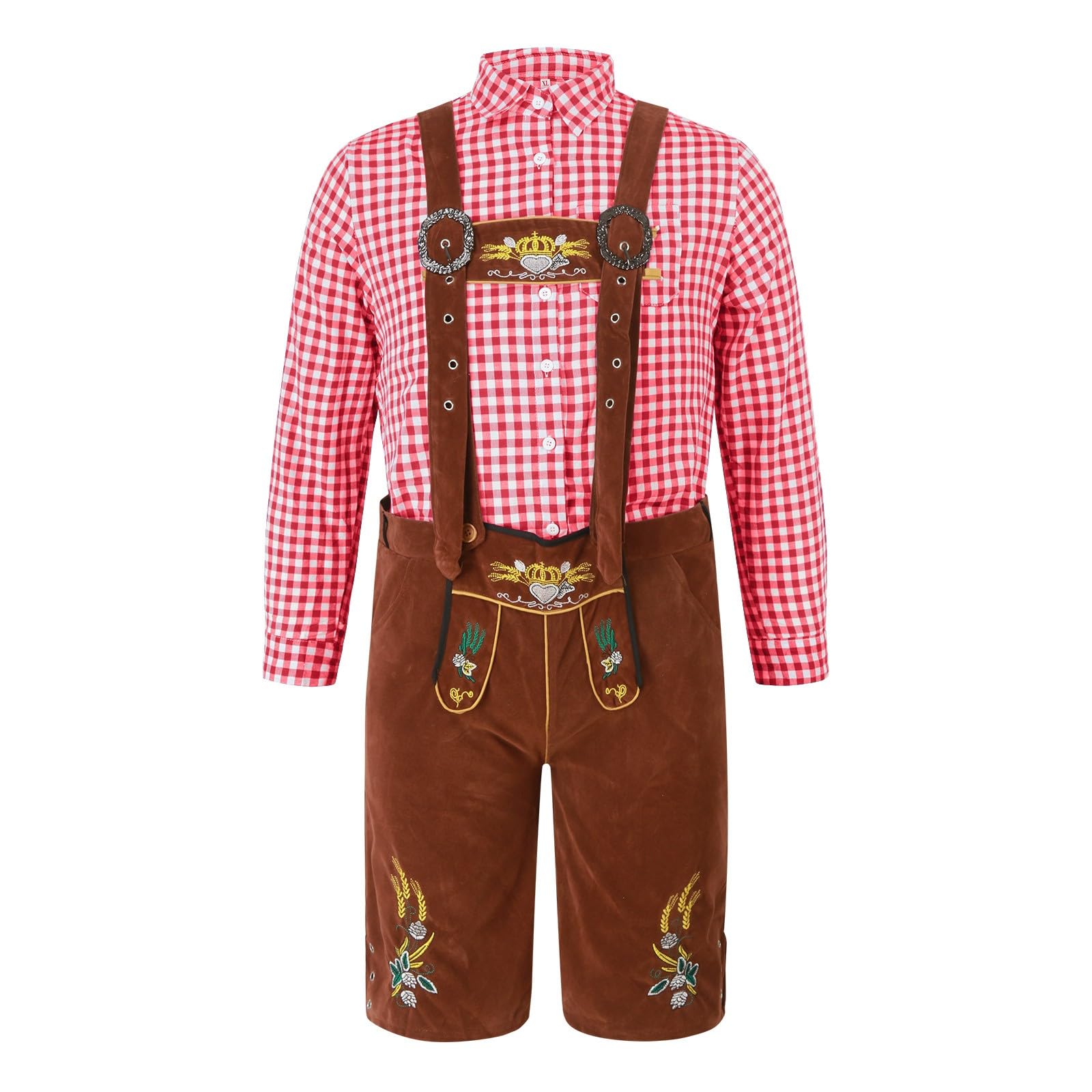 Lederhose Herren Tracht, Trachtenhose Kurz,Trachtenlederhose Lederhosen mit Hosenträger Schwarz Braun Trachtenlederhosen für Oktoberfest Bayerische Outfit Modern
