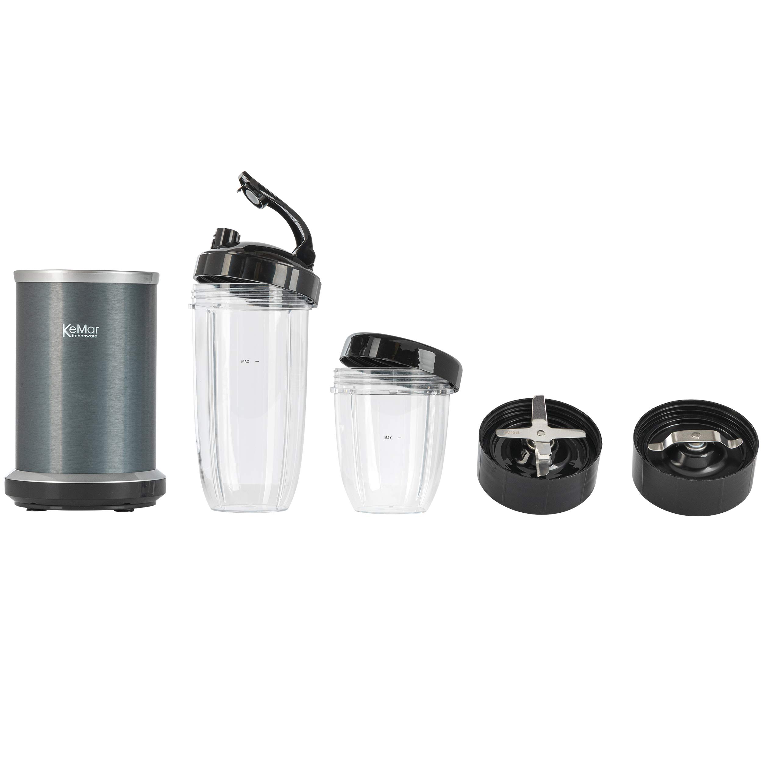 KeMar Standmixer (1000W, Anthrazit) Smoothiemaker, inkl. 2go Bechermit Sporttrinkdeckel, & 2 Klingen, 50ml Grinder -eloxierte Oberfläche - Mixer ice crush Funktion - cremige Smoothies & Milkshakes