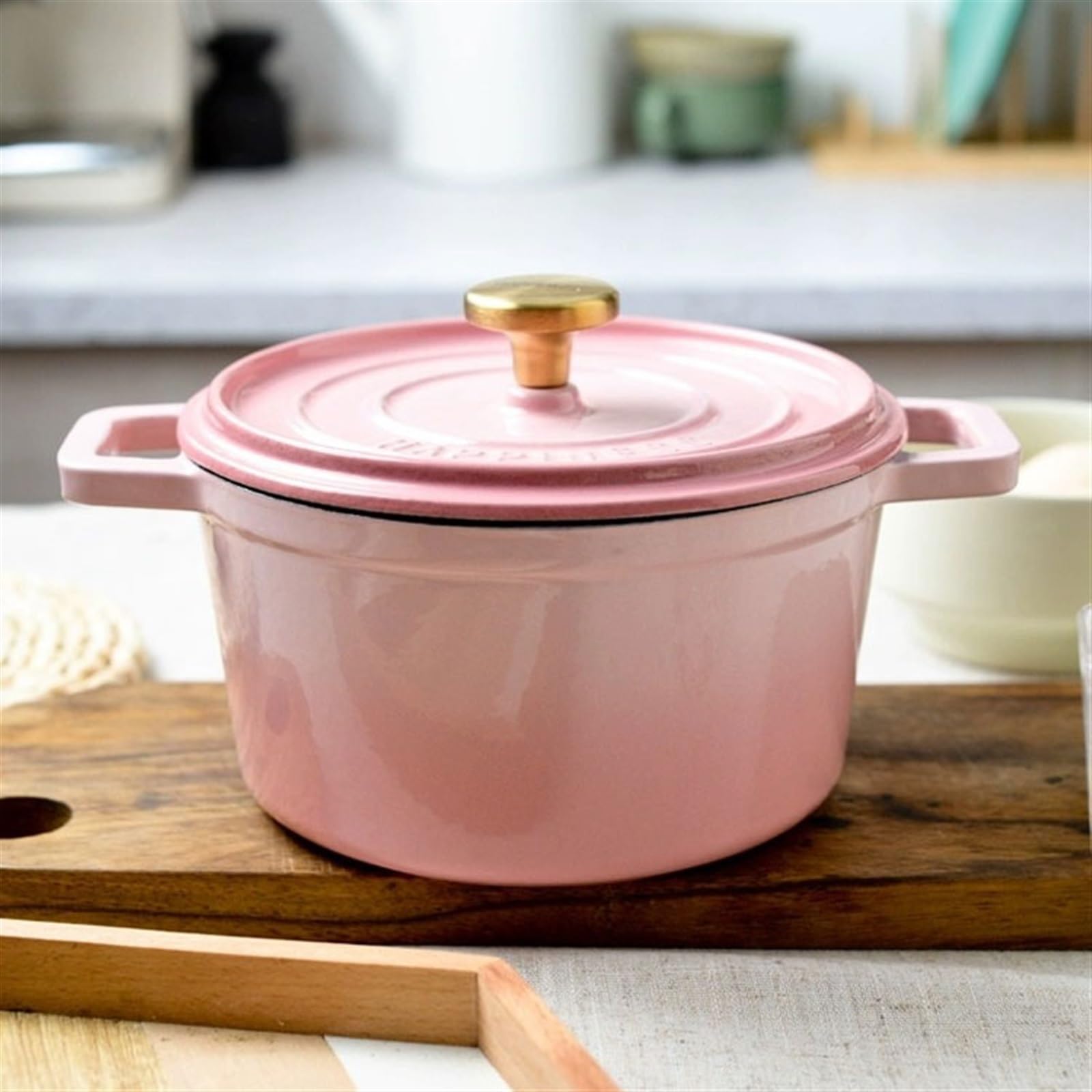 Cacerola poco profunda con tapa, cacerola de hierro fundido, cazuelas, olla esmaltada, olla for cocinar estofado, olla de hierro fundido de gran capacidad de 3,2 l for el hogar, olla for sopa