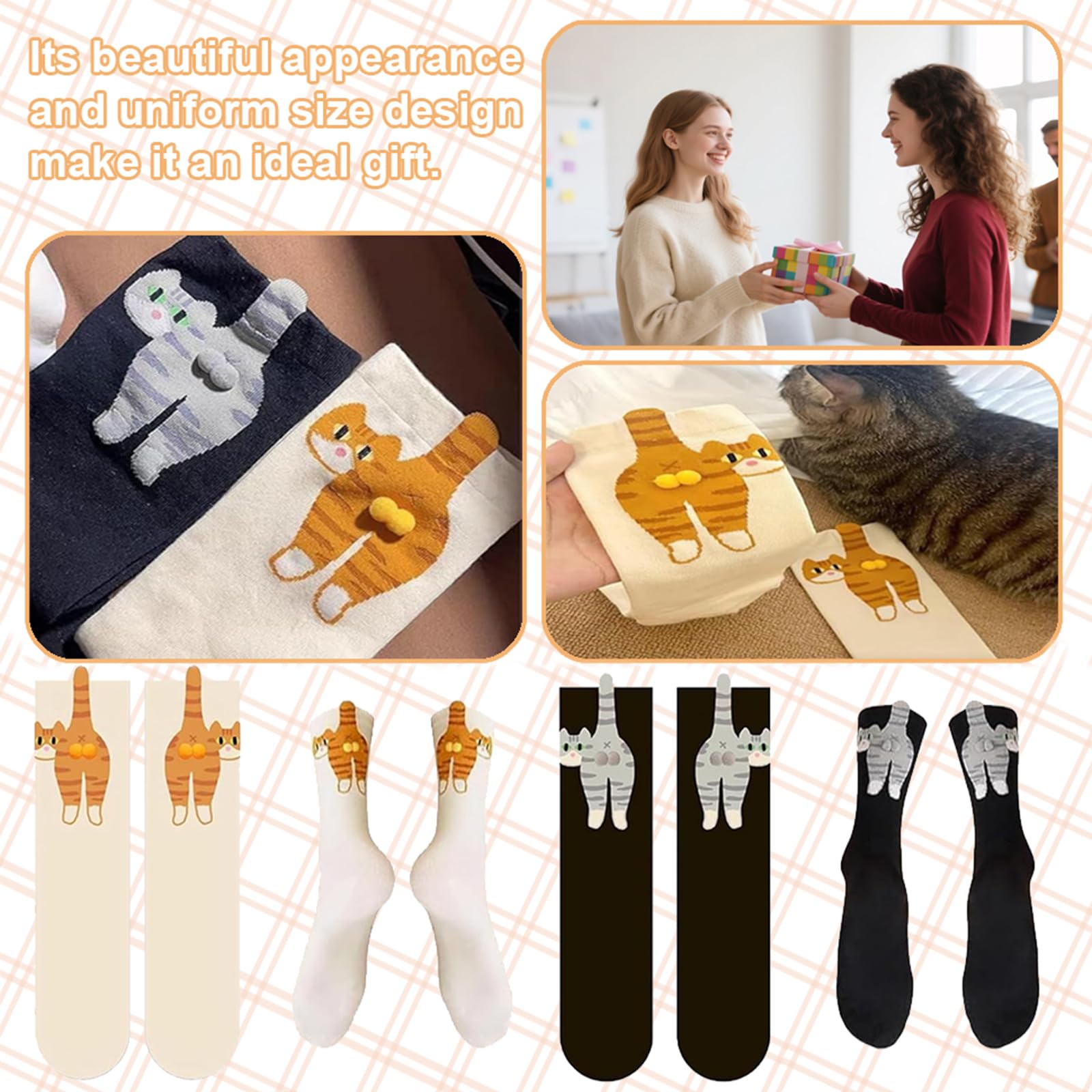 calcetines de gato, 2 pares de calcetines divertidos, 3D, 34-43, para hombres y mujeres, Halloween