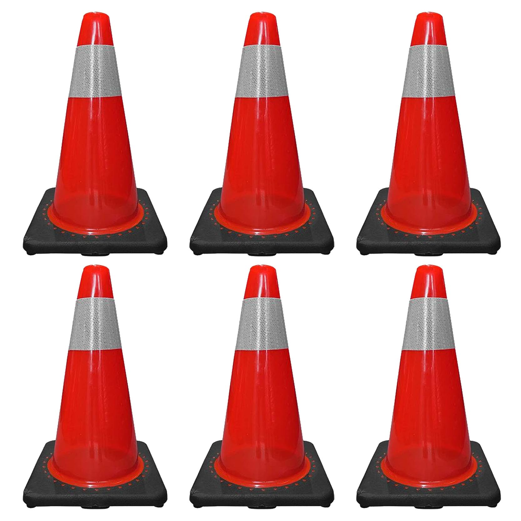 Cône Signalisation Pylône Cône de Signalisation Routière Multi-Usages Pliable Orange,Cône de Stationnement Routier avec Base Noire pour La Construction(Size:43x24.5x24.5cm,Color:6pack)