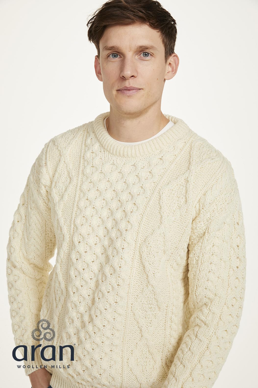 Aran Woollen Mills Men's Wool Jumper Fishing Jumper Made in Ireland