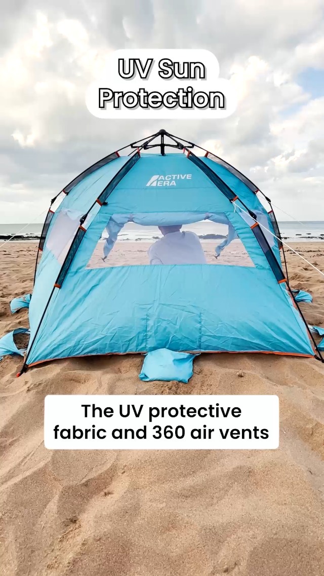 Active Era® Luxury Beach Tent – 3-4 Person Sun Shelter with Easy Pitch Technology and UPF 50+ Rated Sun Protection