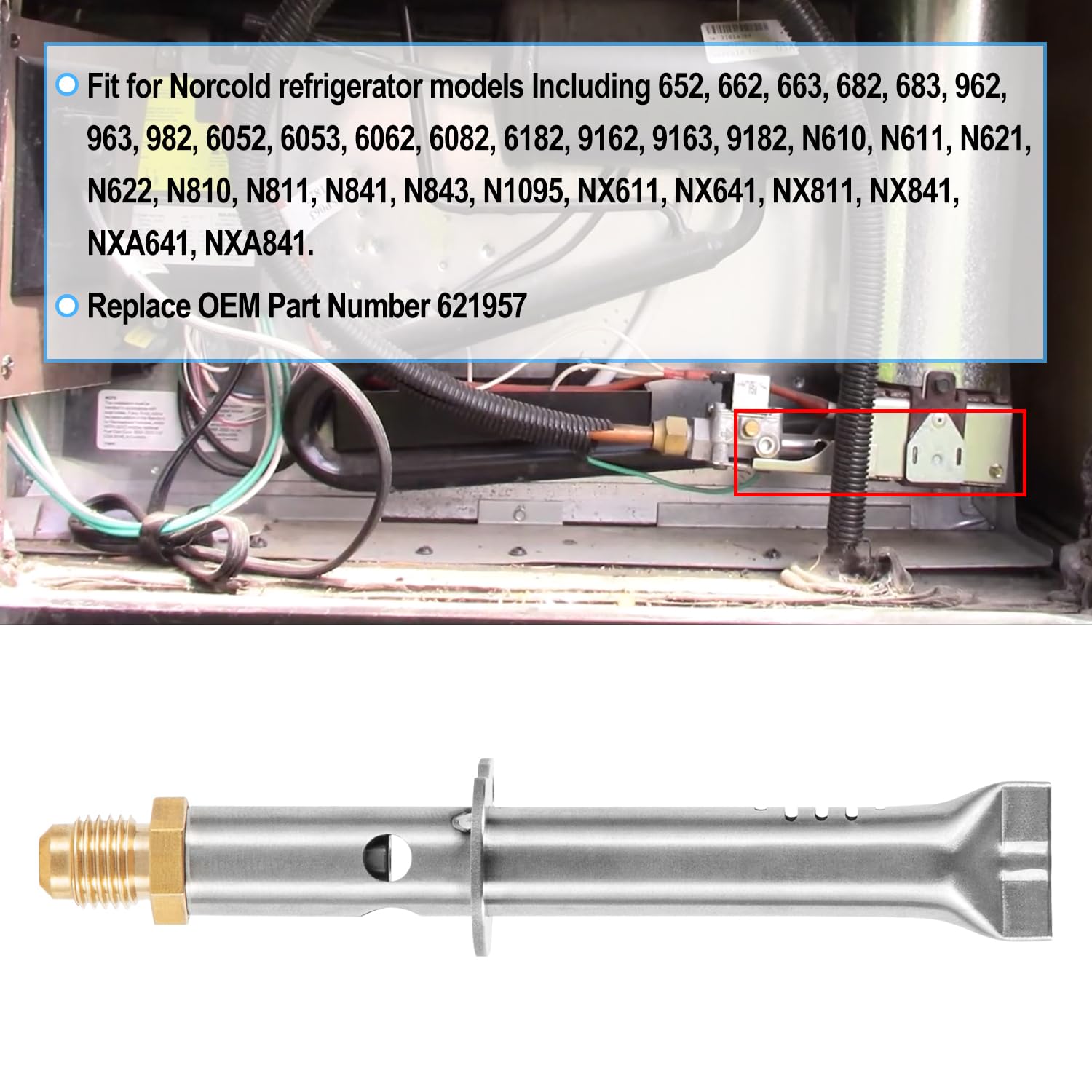 Hihitomorrow 621957 Refrigerator Burner Orifice Assembly