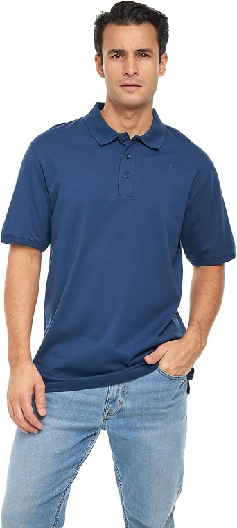 BAAZ Mens Supima Cotton Polo - Elbow Length Ribbed Shirt