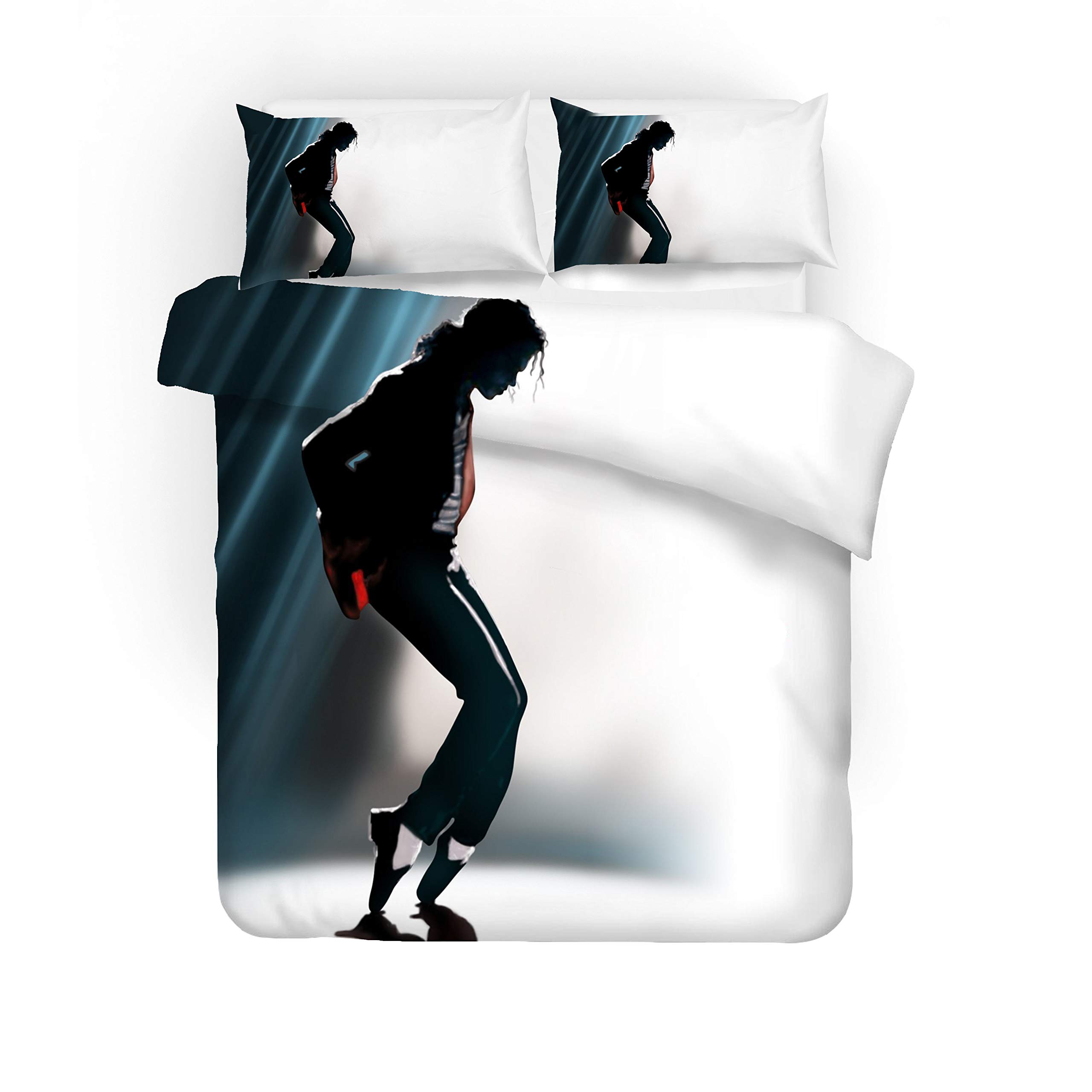 NICHIYO Michael Jackson Bed Linen Set, Duvet Cover and Pillowcase, Microfibre, 3D Digital Print Three-Piece Bedding (Duvet Cover + Pillowcases) (9, Double 79 x 79 inches / 200 x 200 cm)