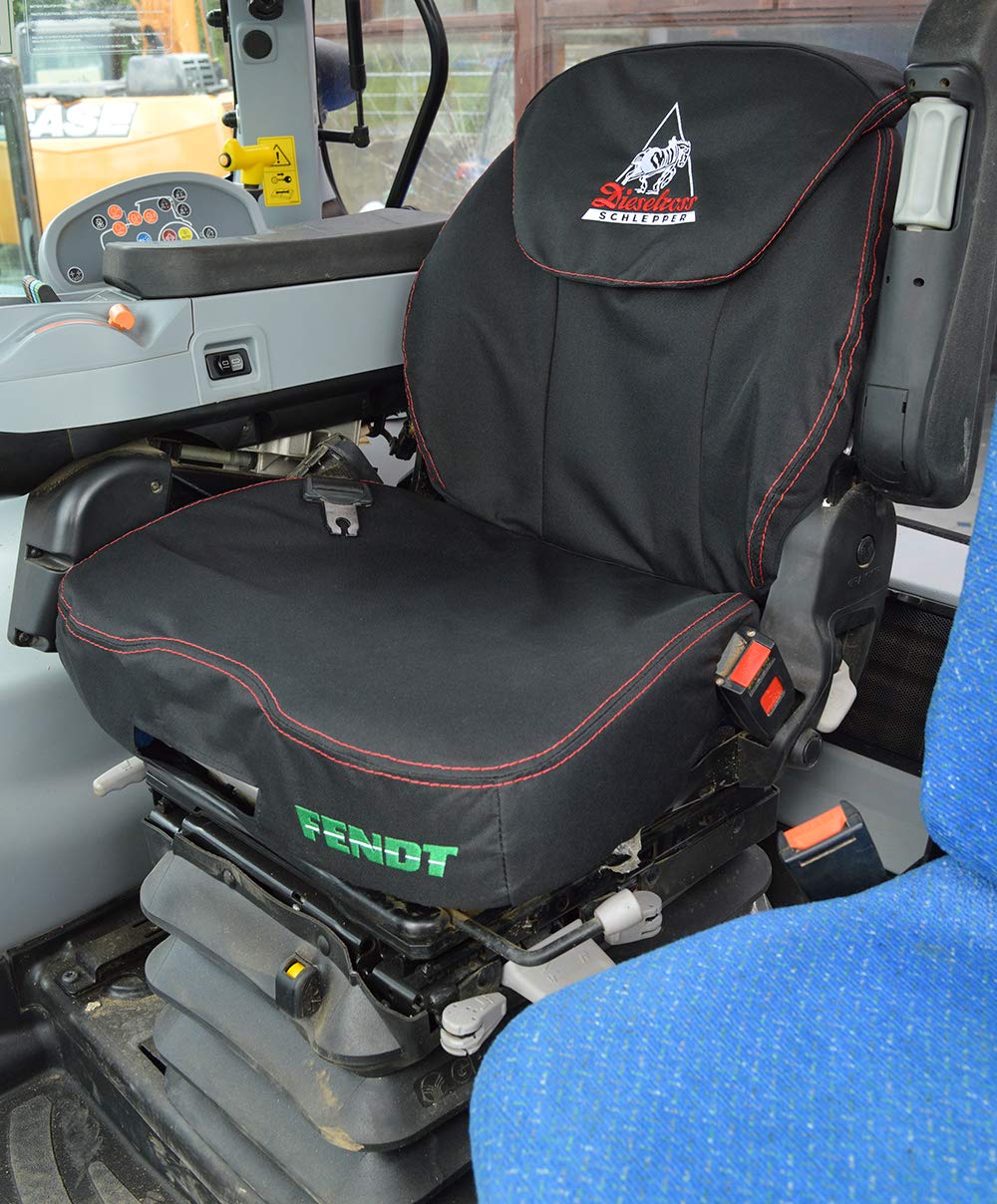 Fendt Tractor Resistente Funda de Asiento para Un Grammer Maximo Dinamica Fundas con Dieselross Logotipo, Negro, Impermeable