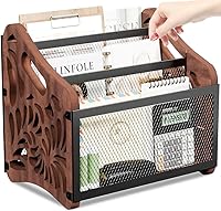 QILICHZ Rustic Wood 3-Compartment Magazine Holder - Floor Standing Organizer Rack for Books, Newspapers, Files & Mails