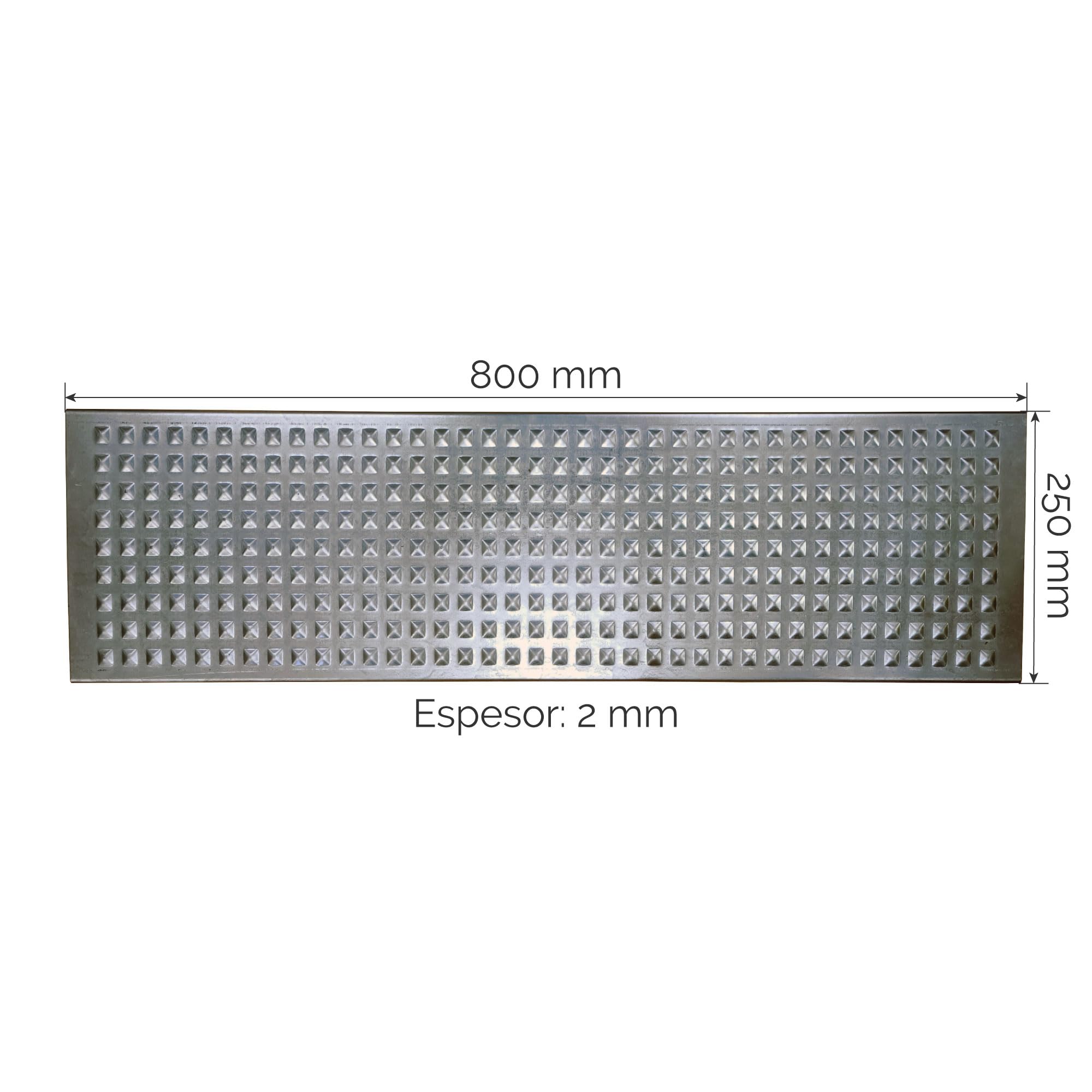 Acero Panel Peldaño Metálico Recto Repujado Punta Diamante 800x250mm - Alta resistencia y buena soldabilidad - Acero Galvanizado