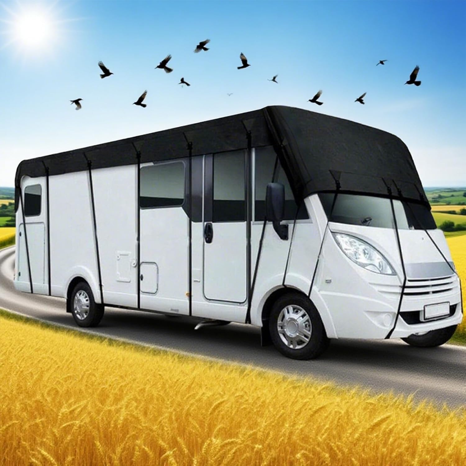 Evnbhgyu RVカバー - 防水 カーカバー,カーカバー 210D 耐撕裂 日差しプロテクター 付属収納袋 屋外 ビーチ キャ