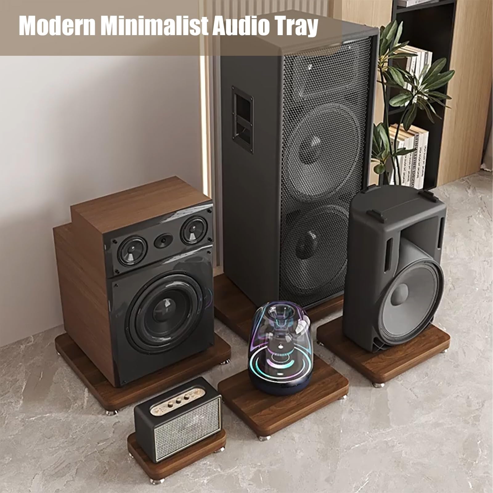 Plataforma de aislamiento de altavoces MDF, soporte de subwoofer de servicio pesado con almohadillas silenciosas, reduce la vibración para una claridad de audio mejorada, base estable para el uso en e