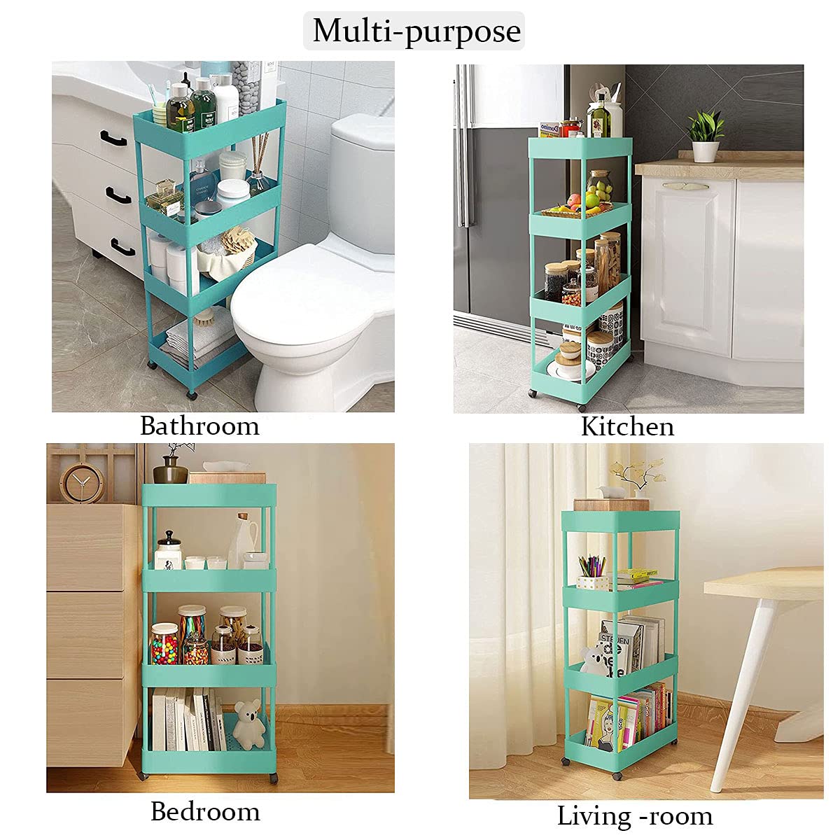 Buy OVAKIA Storage Trolley 4Tier Slim Storage Cart Slide Out Rolling