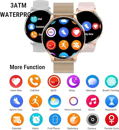 Miniatura 8 de HOAIYO Relojes inteligentes para mujer (recepción de llamadasmarcación), reloj inteligente de 1.5 pulgadas con llamadatextofrecuencia