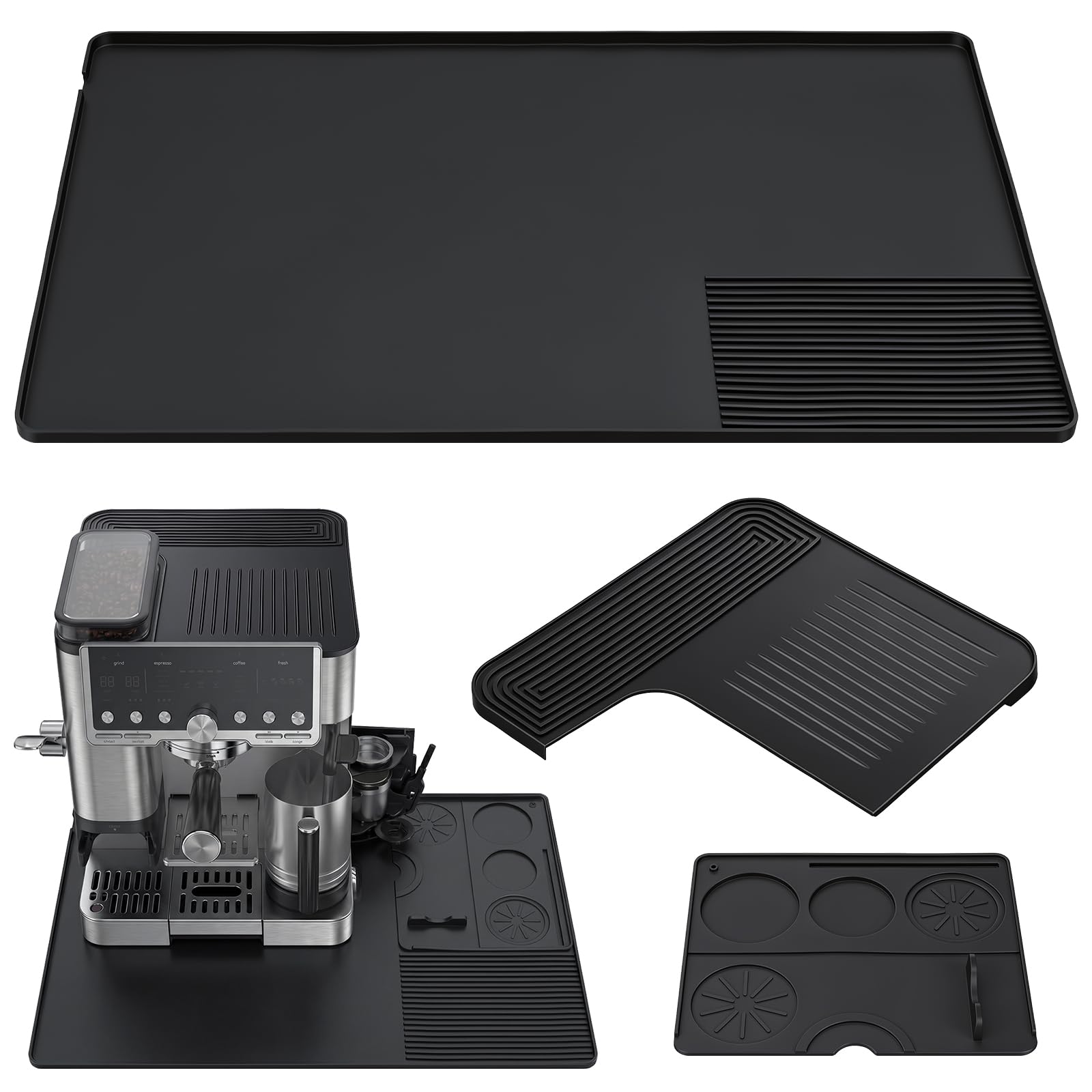 SelfTek Silicone Mat for Ninja Luxe Espresso Coffee Machine, 3 Pcs Anti-Slip Base Pad and Top Protector Set Easy Clean Coffee Machine Accessories for Home Office Espresso Bar