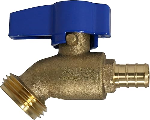 XFITTING - Válvula de jardín Pex B x 34 pulgadas GHT, manguera sin torceduras, 1 pieza, mango azul, 12 pulgada Pex B, 34 pulgadas GHT