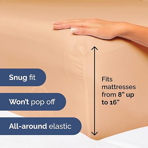 Vista 815 de Juego de sábanas de 4 piezas tamaño king, extrasuaves, transpirables y refrescantes con esquinas profundas, sábanas de fácil ajuste y sin arrugas