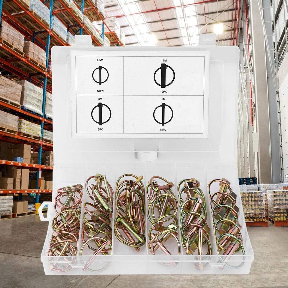 50Pcs Coppiglie a Scatto, Spine a Scatto in Acciaio Lynch Pin per Trattori Agricoli Rimorchio