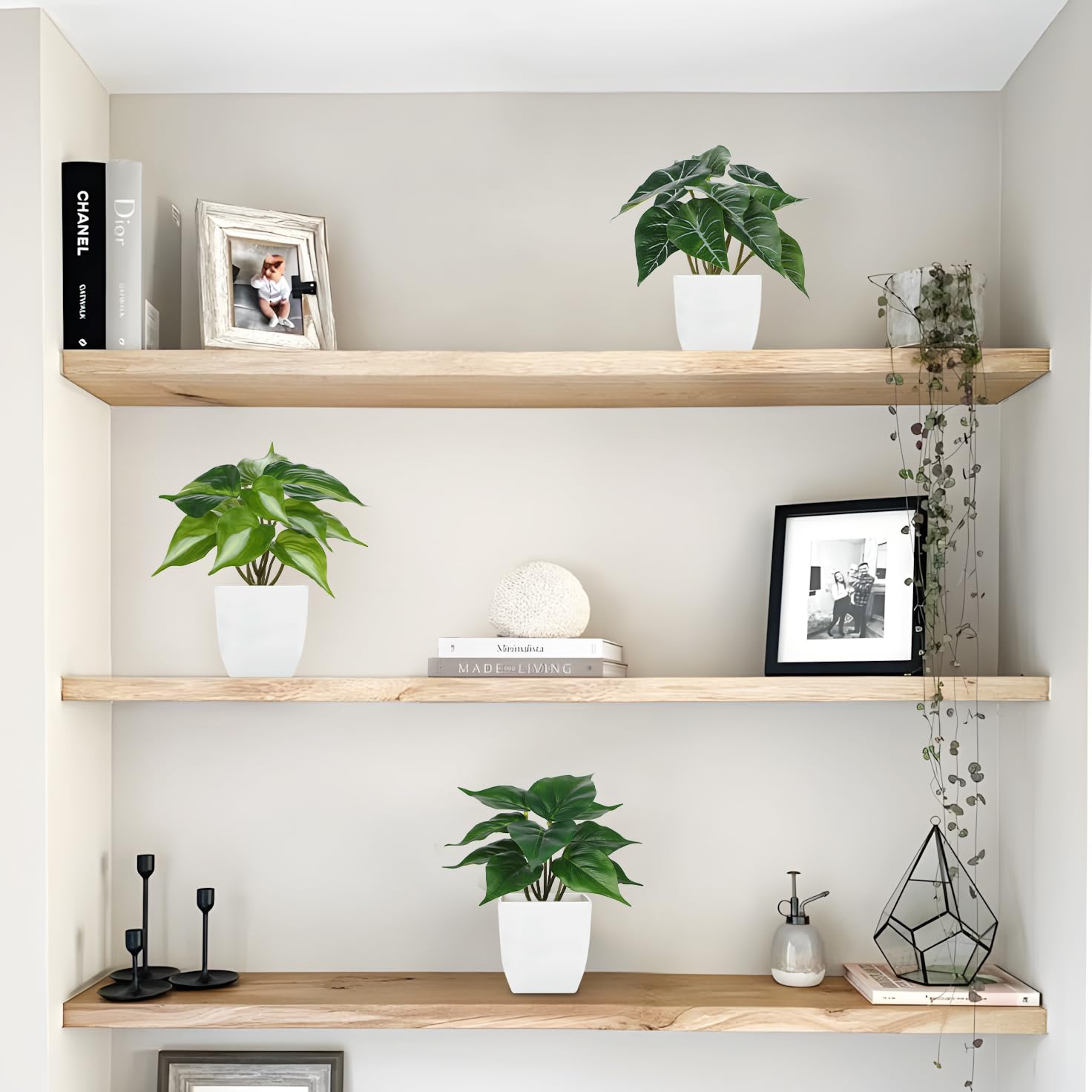 Briful 6PCS Mini Artificial Plants Indoor, Small Fake Plants in White Plastic Pots - Image 3