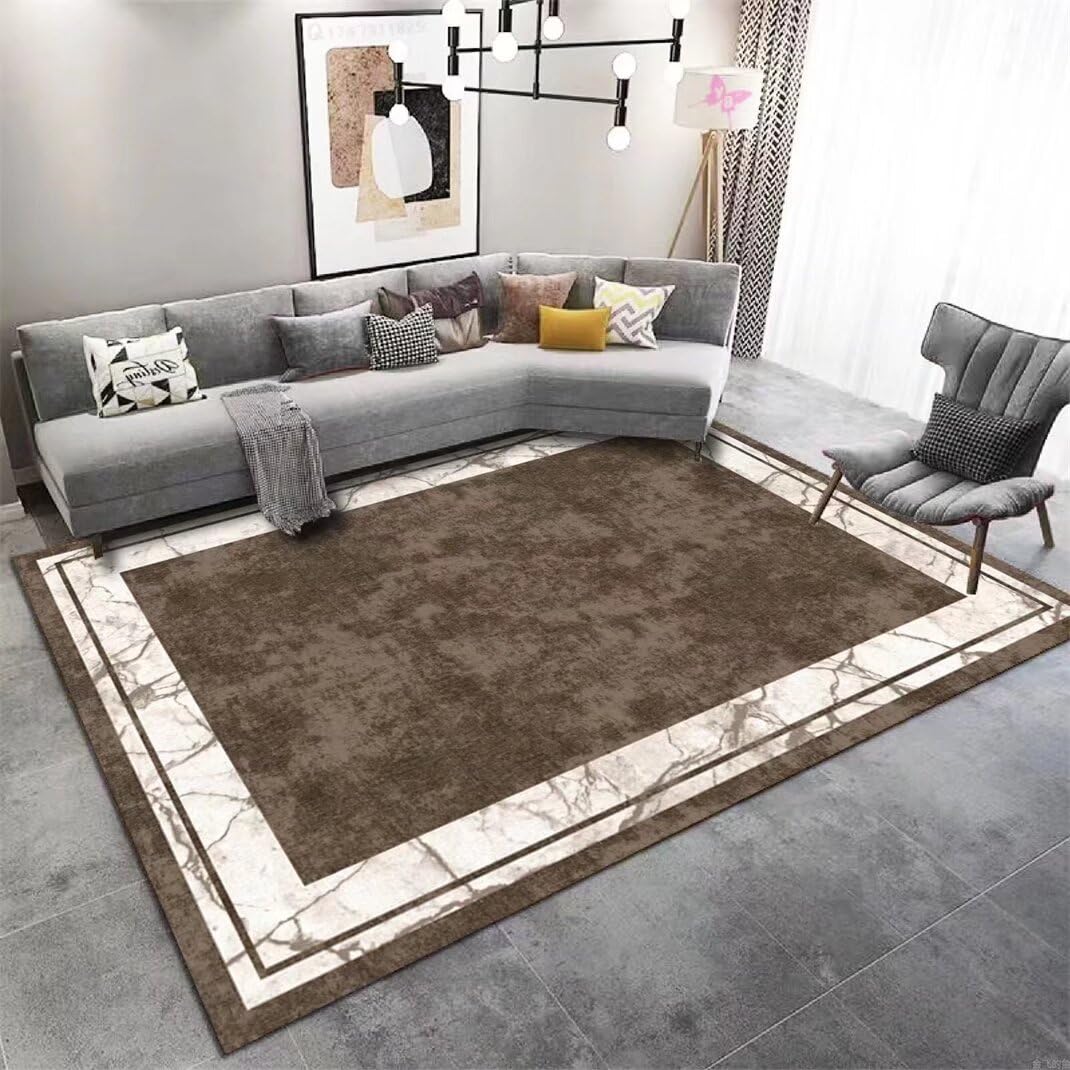 Tapis salon lavable en machine antidérapant brun 80x120cm