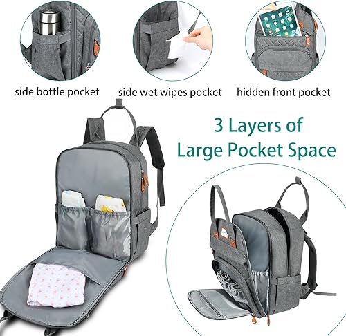 Miniatura 3 de LANDICI Mochila para pañales, Gris, Hogar, Viajes