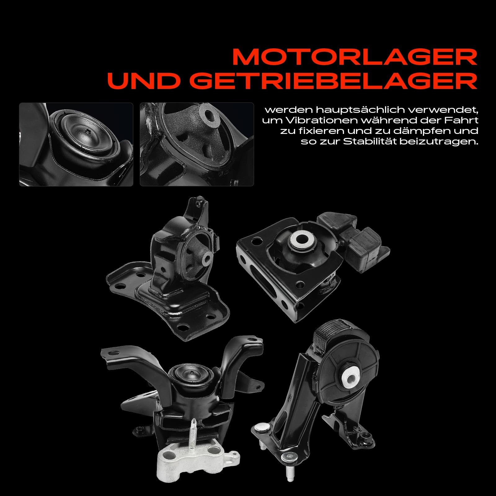Frankberg 2x Motorlager + 1x Getriebelager + 1x Drehmomentstützlager Kompatibel mit Prius Plus W4 1798 ccm 73 KW 99 PS 2011-2024 Replace# 1236137090