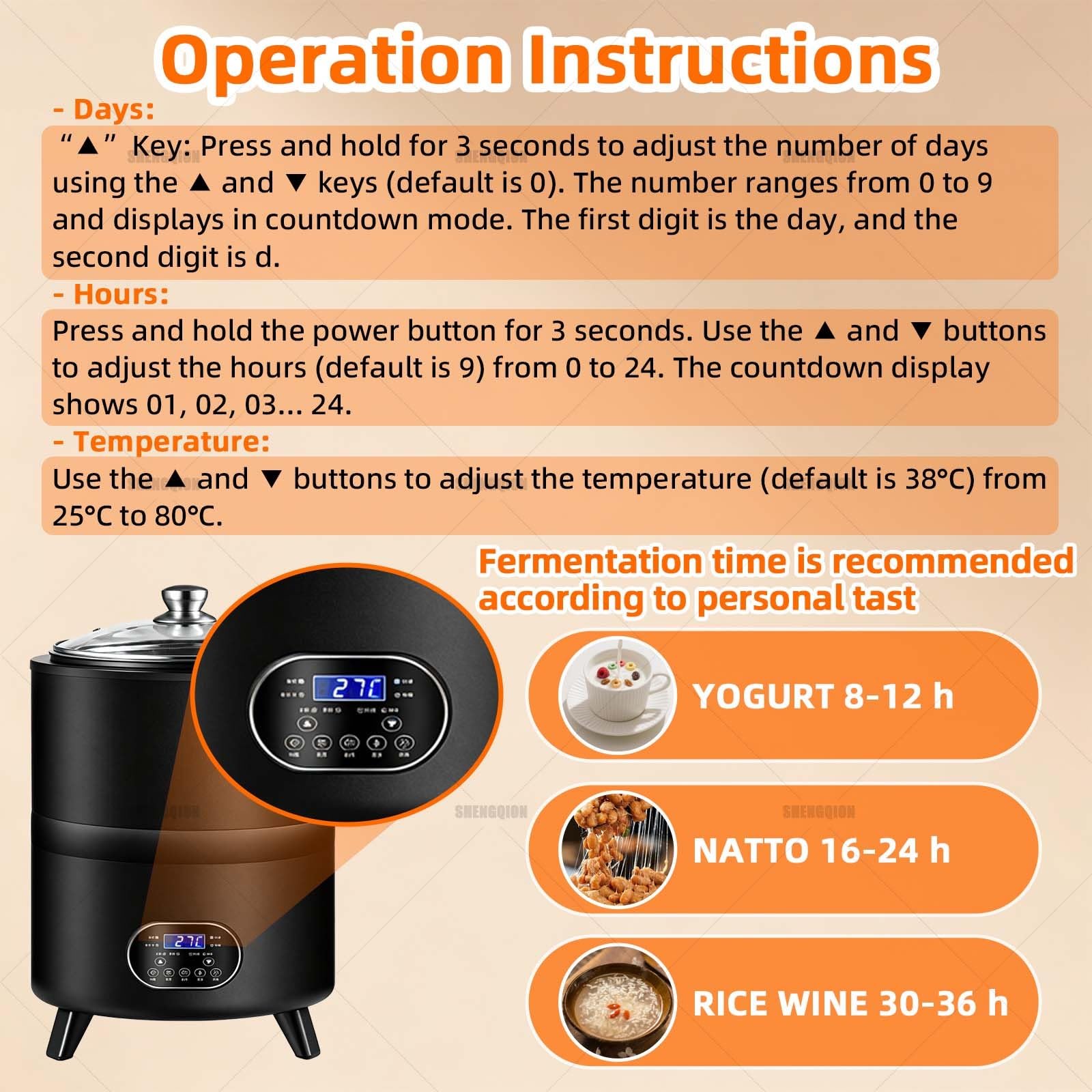 Yogurt Maker, macchina elettrica intelligente con 7 modalità preimpostate, riscaldamento uniforme a 360°, timer digitale, ciotola rimovibile in acciaio inossidabile, capacità 8 l per yogurt, natto e