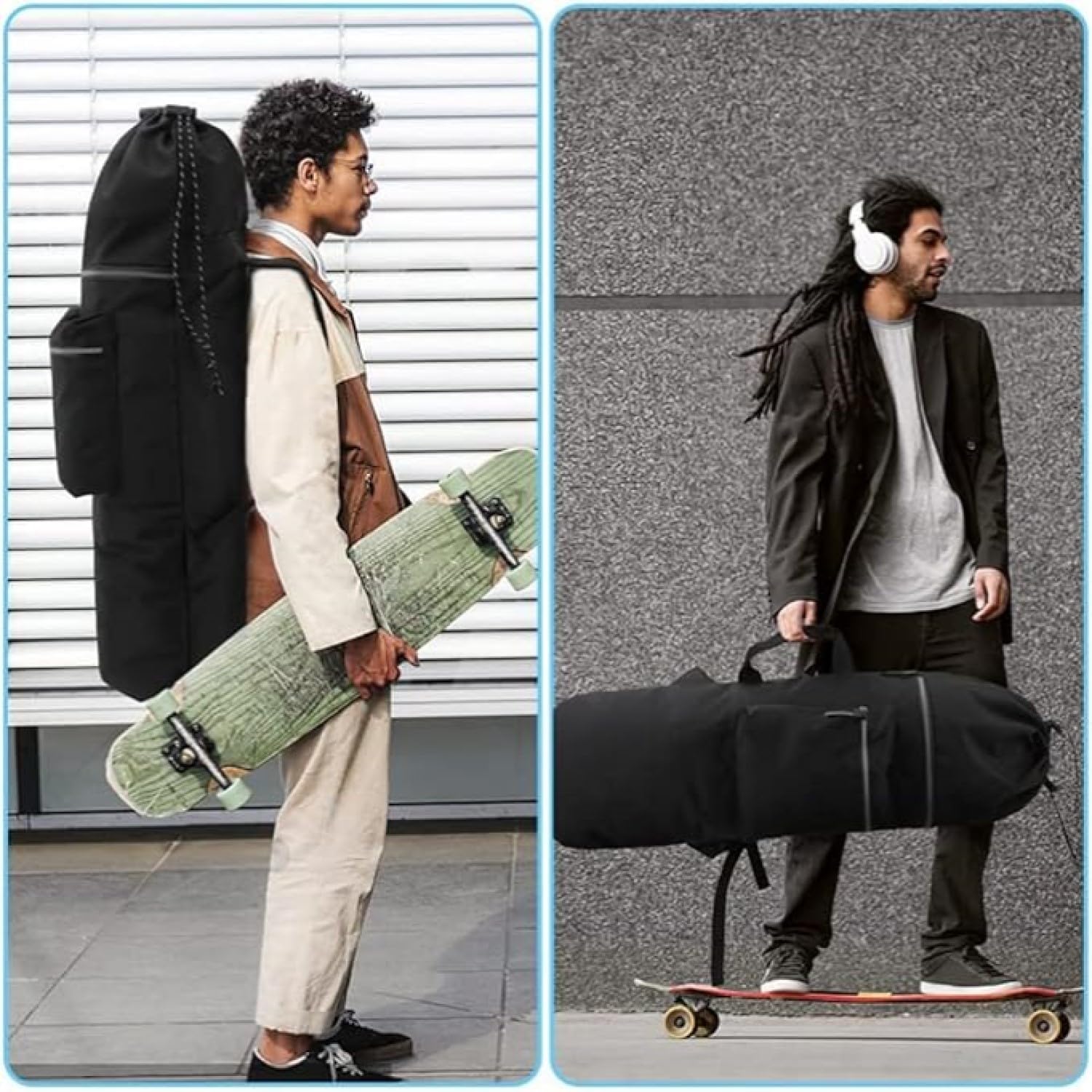 Sac de transport étanche pour skateboard et longboard avec fonction sac à dos