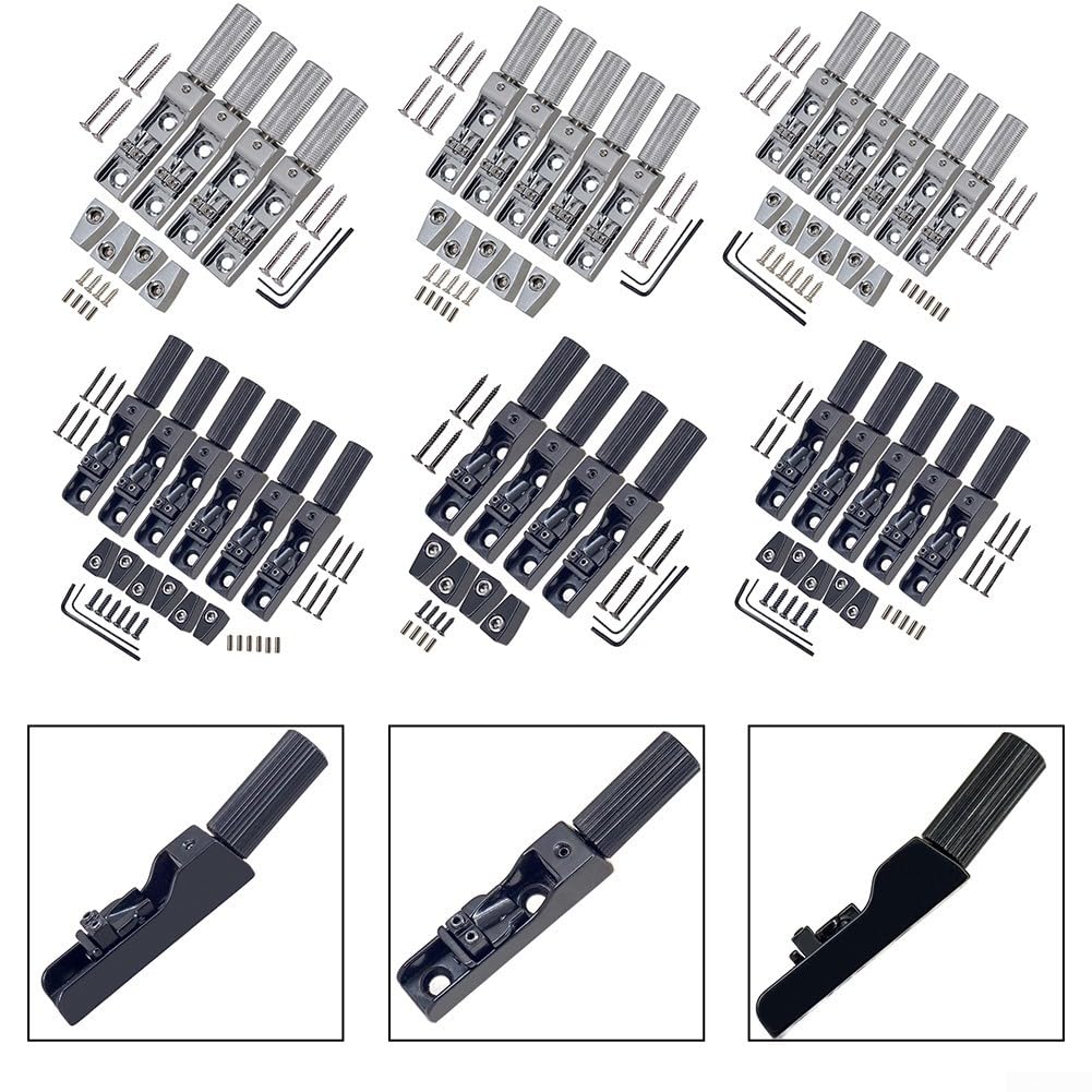 Headless Bassbrücke 5-Saiter Schwarz Metall Stabil(Black 6PCS)
