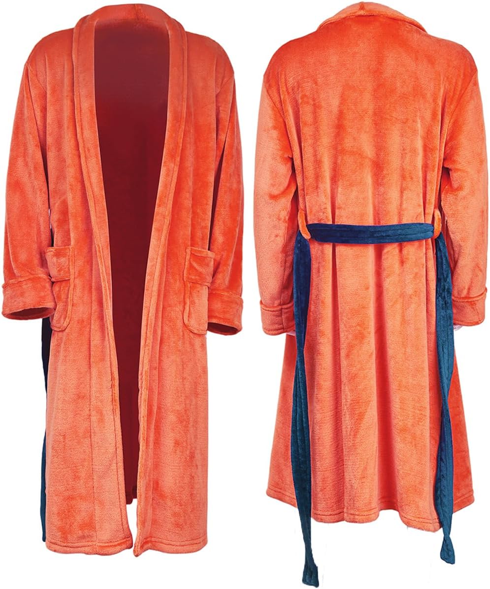 Mens Anime Cosplay Orange Bathrobe Costume Plush Robe Long Pajamas image 3