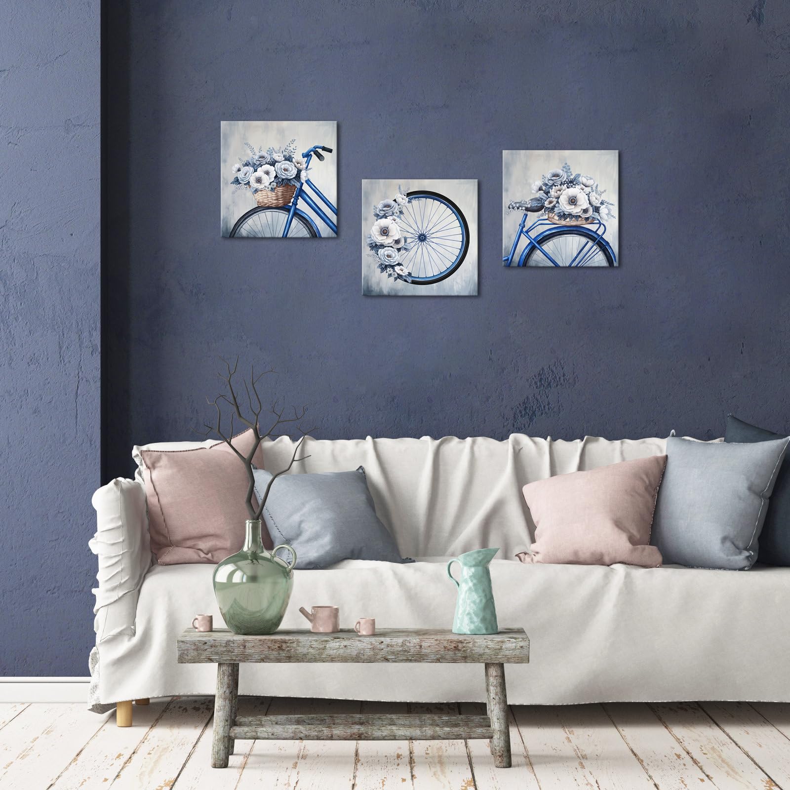 Amazon.co.jp: Visual Art Decor バスルーム 壁装飾 自転車 花 壁装飾