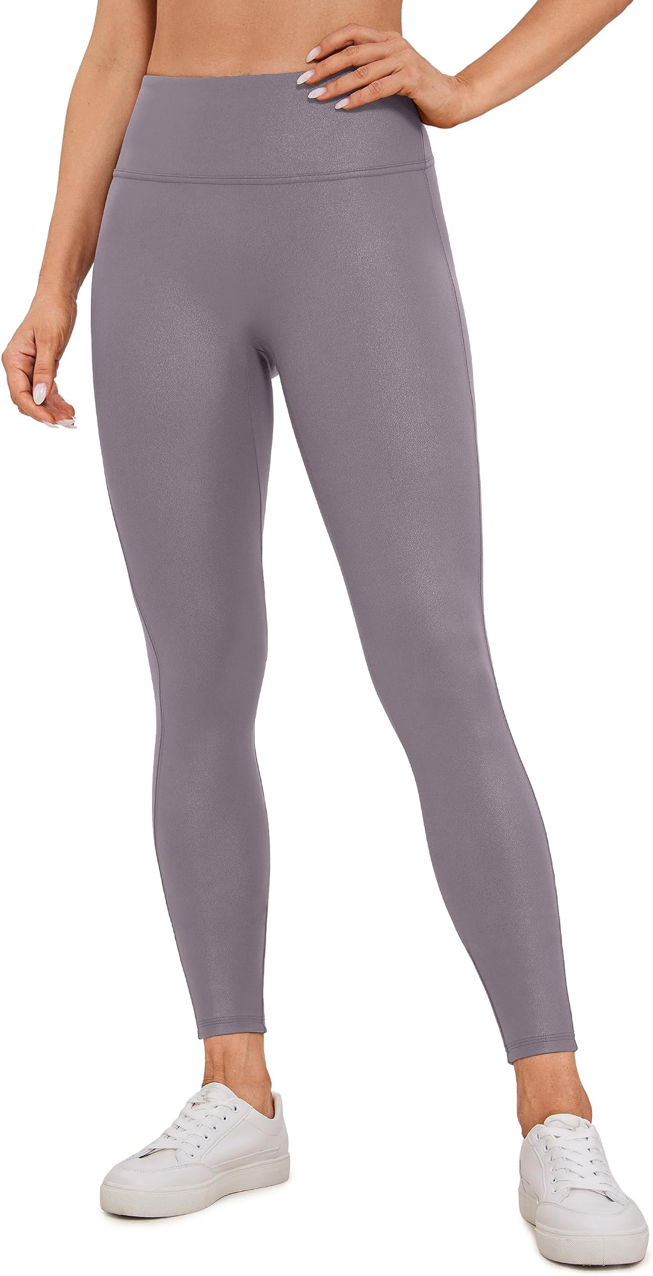 CRZ YOGA Butterluxe Matte Faux Leather Leggings for Women 26.5'' - No Front Seam High Waist Stretch Tights Pleather Pants