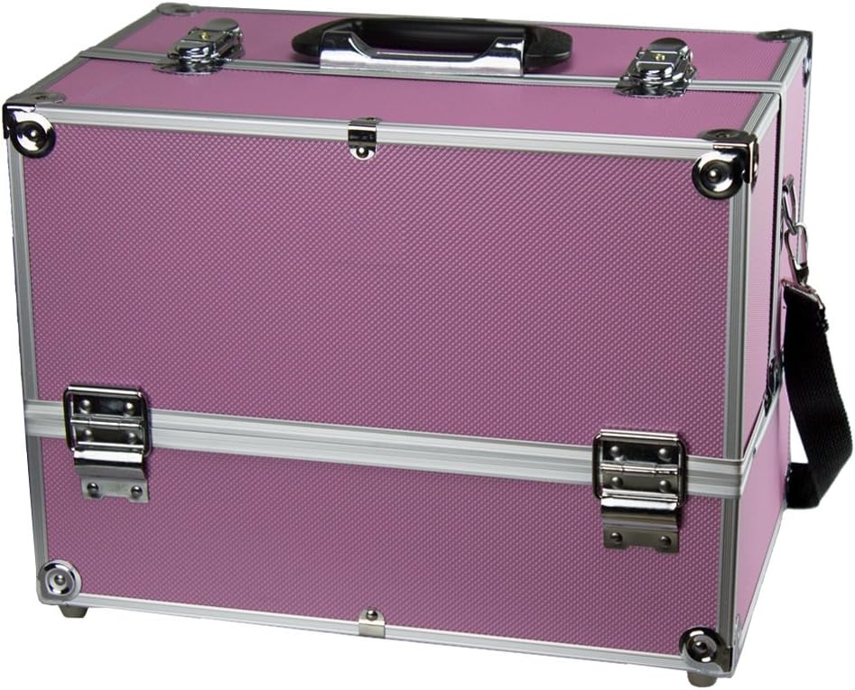 Glenor Beauty 14" Large Make Up Artist Organizer Kit with Shoulder Bag With Adjustable Dividers - Pink