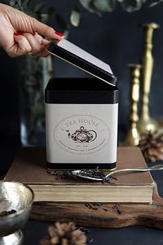 EVLE-Er024-8f Azura Tea Desenli Kare Metal Saklama Kab  12x12 Cm Azura Tea