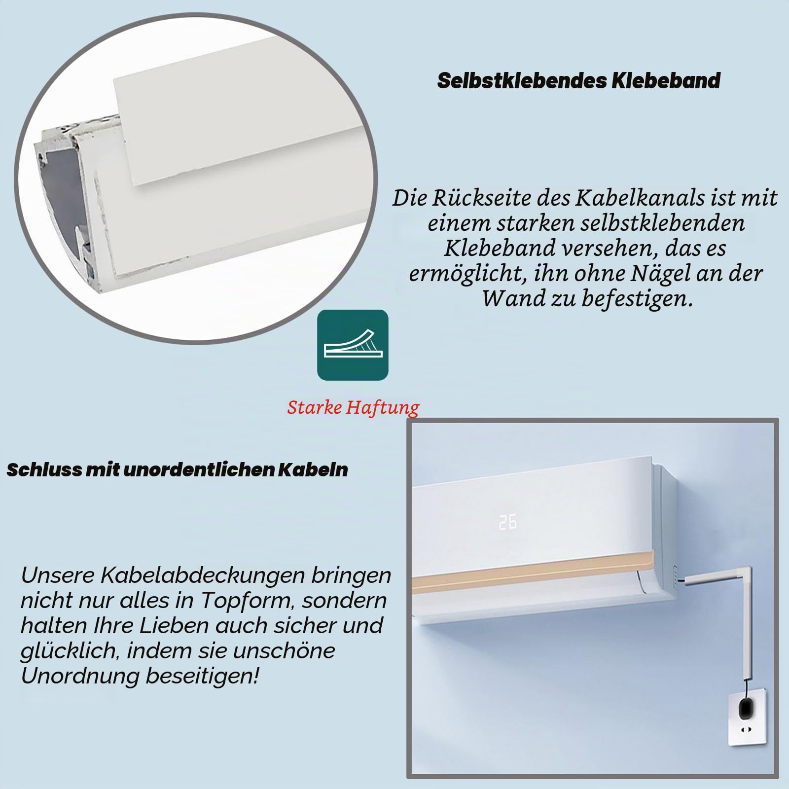 Kabelkanäle Porenfreie Dreieckige Wandkabelabdeckung Zum Verstecken Von TV-Kabeln, Kabelkanäle Mit Selbstklebendem Band, Aluminium-Kabelverschlüsse Für Haus- Und Büroverkabelung ( Color : White , Size