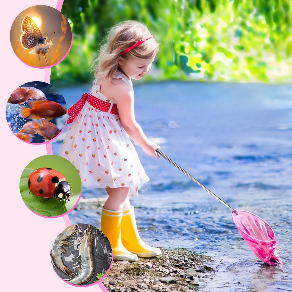 KISEER 7-Piece Colorful Telescopic Kids Fishing Net Butterfly Net Catching Insects Bugs Beach Toys for Kids Outdoor Playing - Image 6