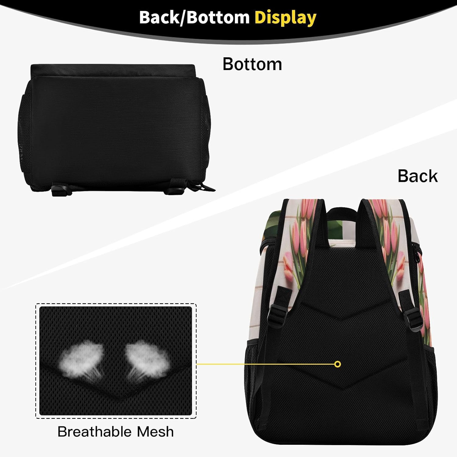 Pink Tulips Cooler Backpack 36 Cans Leakproof Waterproof Backpack Cooler Bag Beach Accessories Travel Camping Fishing Backpack for Women Men