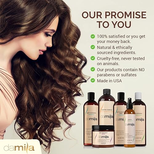 Miniatura 8 de Damila Champú y acondicionador sin sal y sulfato para cabello tratado con queratina y color paquete económico de queratina profesional para cabello
