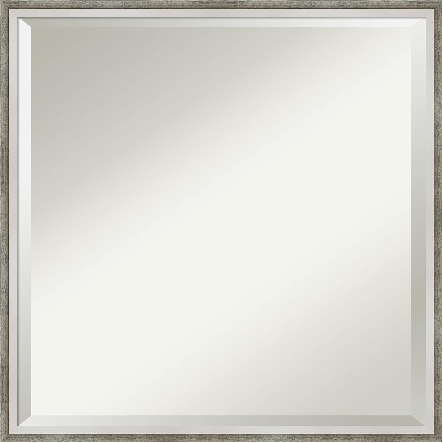 Amanti Art Silver Wall Mirror 21x21 Lucie Silver White Square Bathroom Mirror for Wall Decor Living Room, Medium Modern Wood Frame, Hangs Horizonally and Vertically, Bathroom Decor, Beveled Edge