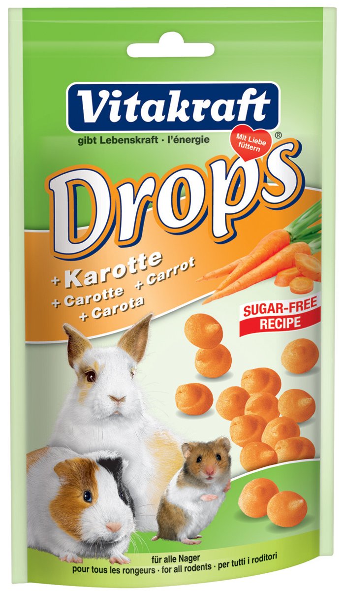 Vitakraft Small Animal Sugar Free Carrot Drops 75g (Pack of 9)