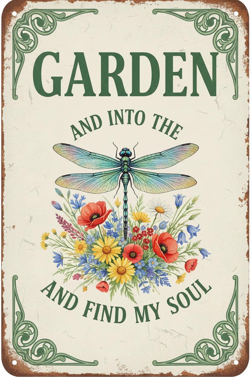 Garden Decor I Go to Lose My Mind and Find My Soul Vintage Metal Tin Sign Retro Rustic Poster for Home Backyard Garden Patio 8x12inch