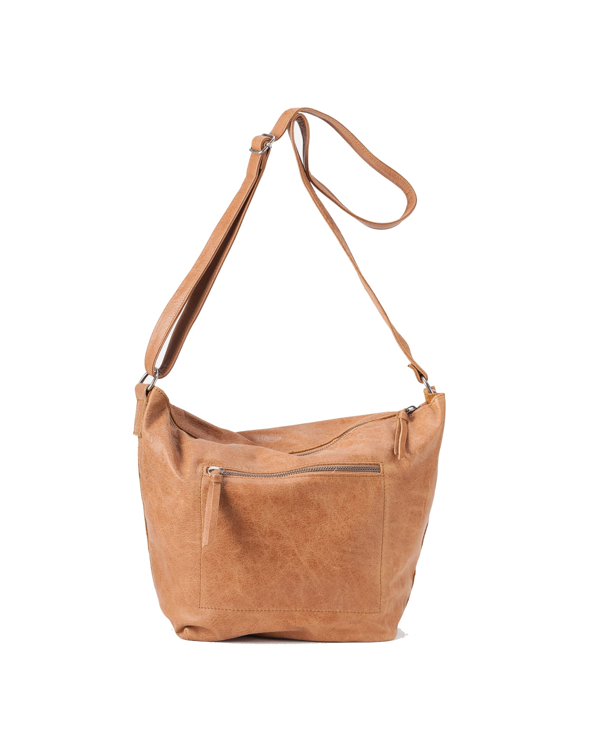 BIBA Bolso de Mujer de Cuero Genuino, Bolso Bandolera Leather Utah Cream Out UTC2LO, Asa Larga, Cierre con Cremallera, Piel Bovina Legítima