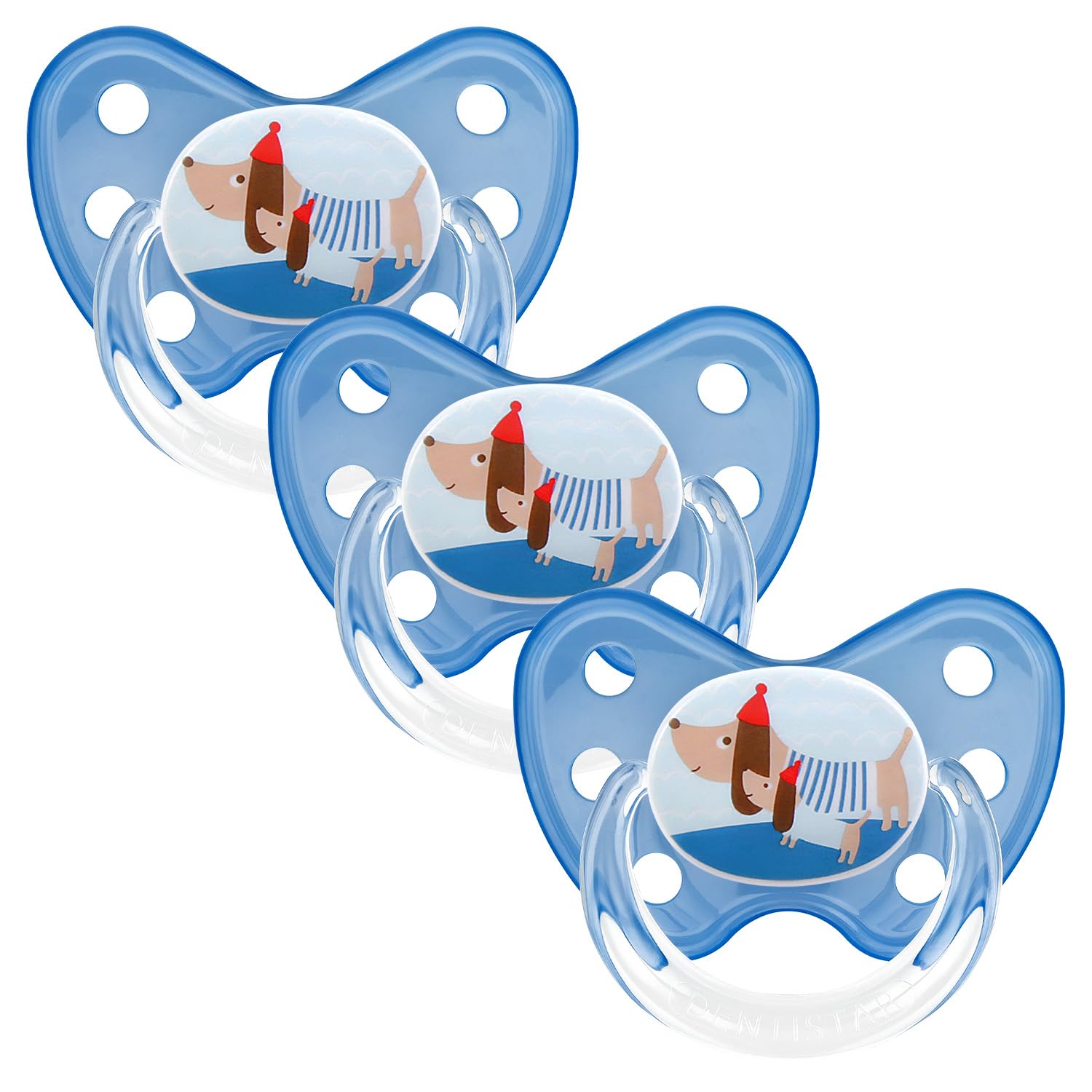 dentistar Set de 3 Chupetes Ortodónticos de Silicona – Talla 1, 0-6 meses – Chupete recien nacido previene la desalineación de los dientes – Libre de BPA – Corazón, Azul — view 50