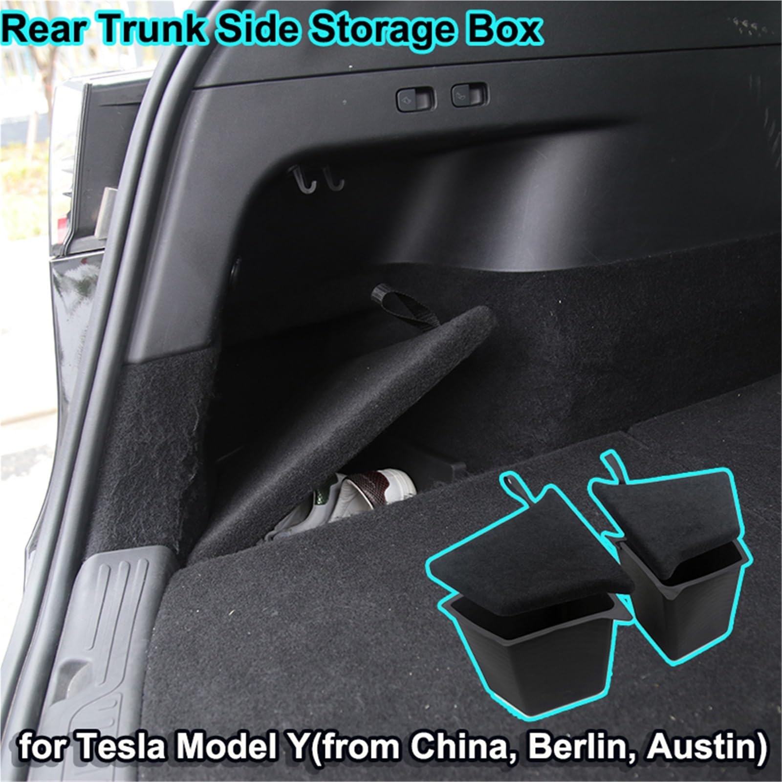egulowane schowki w podłokietnikach Do modelu Tesla Fit, model Y 2023-2022, tylny schowek boczny, lewy, prawy, organizer z pokrywą(Berlin Storage Box)
