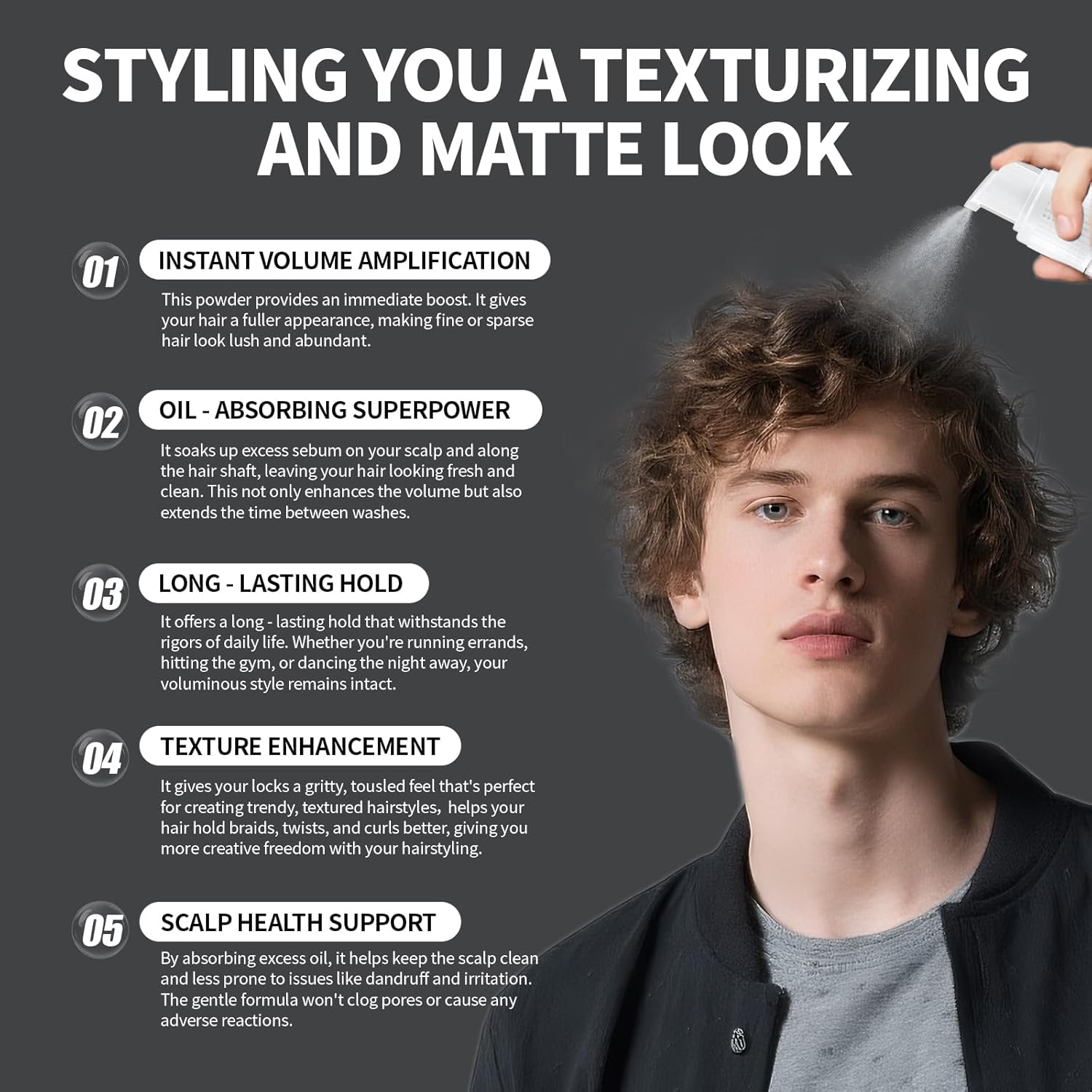 Volumizing Styling Powder - 10G Spray Bottle for Natural Volume & Texture, Oil-Control Matte Finish, Lightweight Formula for Men & Women 0.35 Ounce (Pack of 1) image 3 of 7 B0F9TJ8GQD