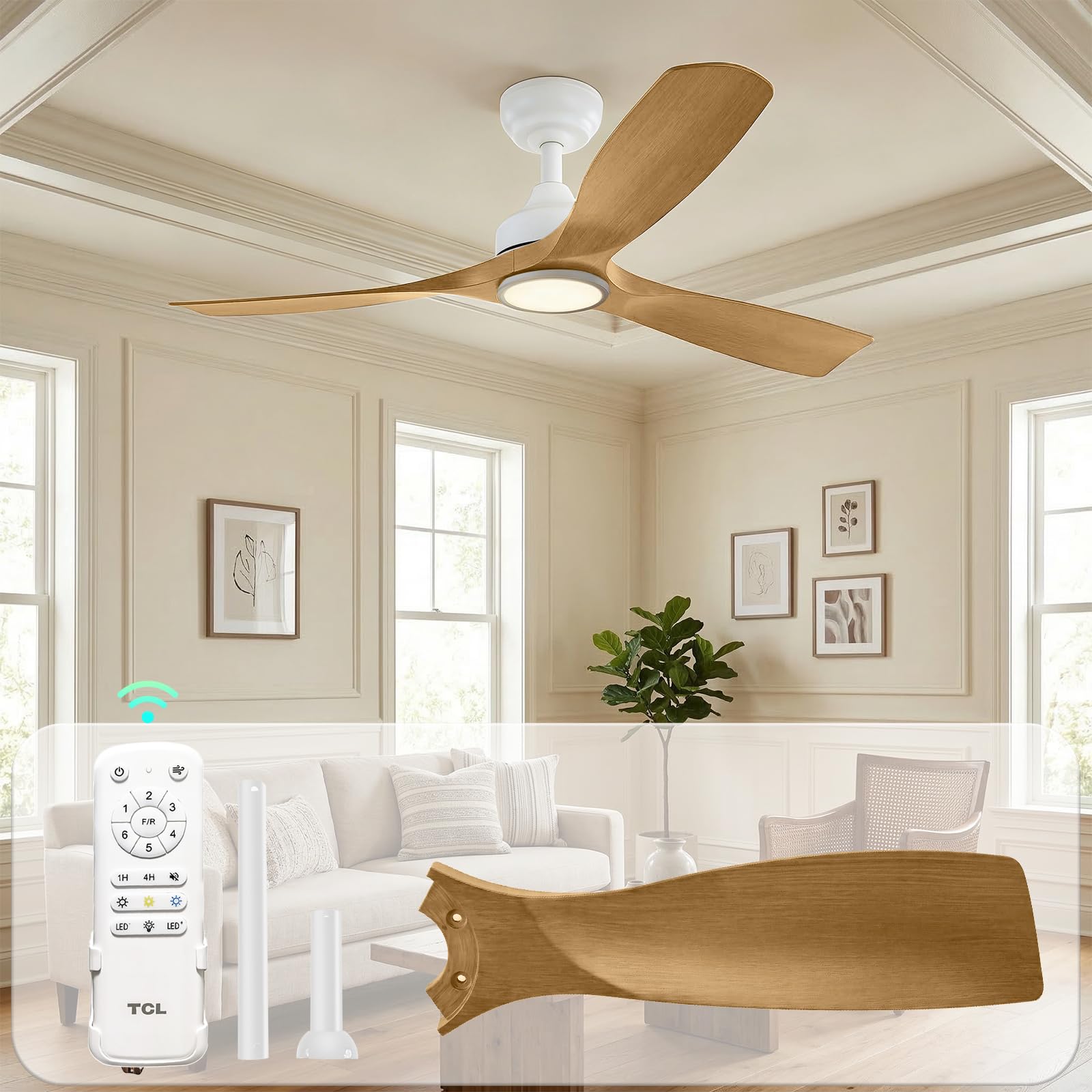 Photo 1 of TCL 52" Waterproof Outdoor Ceiling Fan with Light & Remote