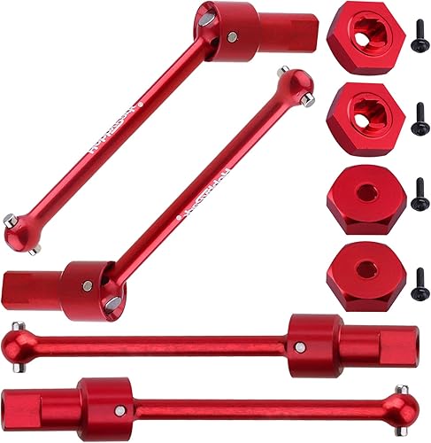 Miniatura 10 de Hobbypark Montaje de eje de transmisión de aluminio de metal delantero y trasero y cubos de rueda hexagonales para actualizaciones Traxxas 118