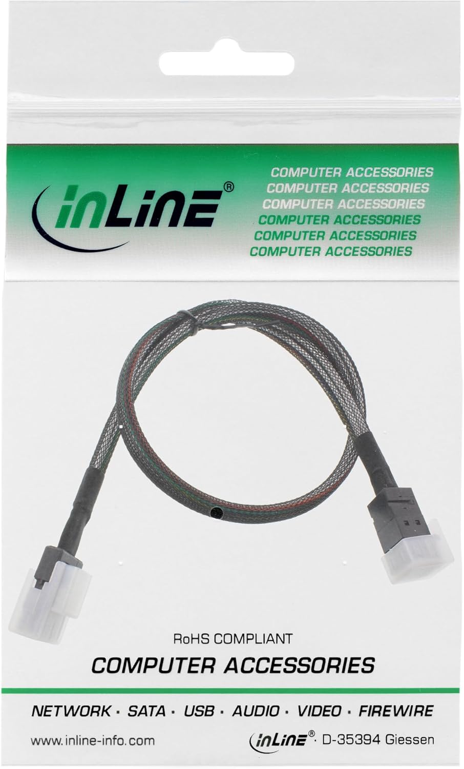 InLine 27628B Mini SAS HD SFF-8643 to SFF-8087 Cable with Side Band 1 m
