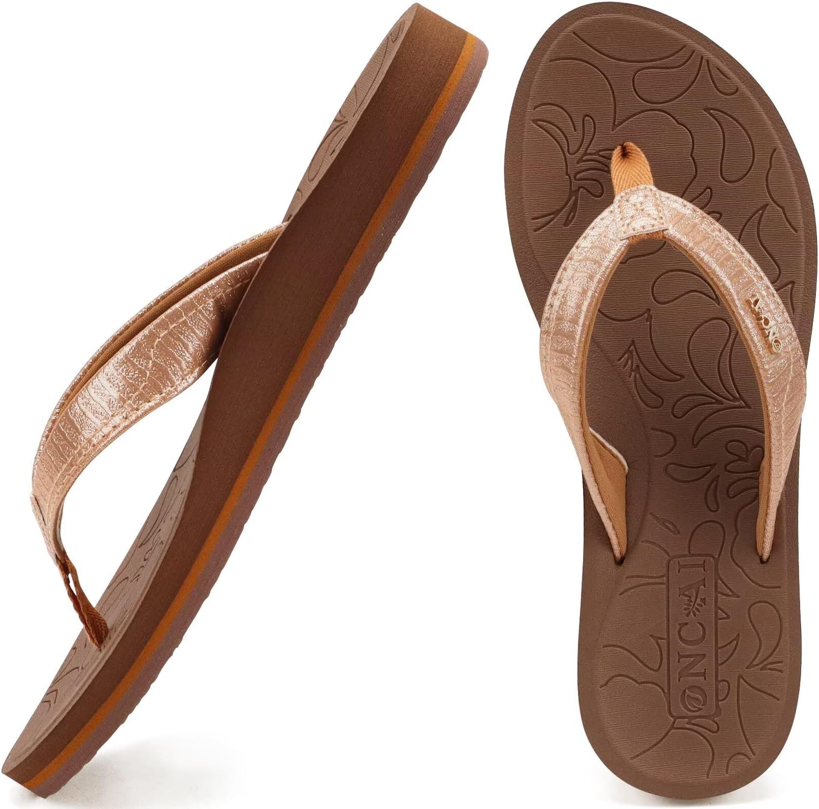 Women's Flip Flops Comfortable Summer Beach Thong Sandals for Women with Cushion Walking Arch Support Yoga Mat Indoor Outdoor Soles